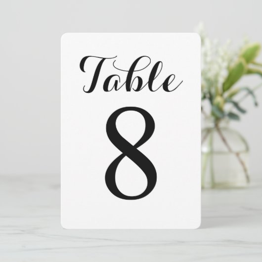 Moderne Skripttabelle 8 | TISCHNUMMER (Stehend Vorderseite)