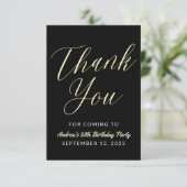Moderne Skripttypografie Hallo Fifty Black Gold Dankeskarte (Stehend Vorderseite)