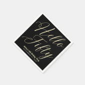 Moderne Skripttypografie Hallo Fifty Black Gold Serviette (Ecke)