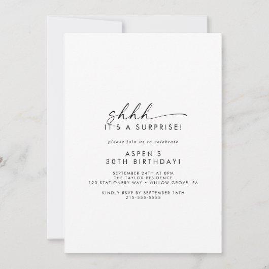 Moderne Skriptüberraschung - Party Einladung (Vorderseite)