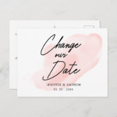 moderne Skriptwasserfarben ändern das Datum Postkarte (Vorne/Hinten)