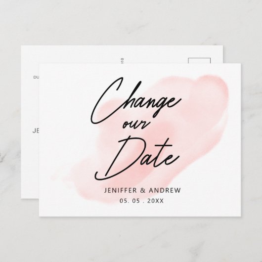 moderne Skriptwasserfarben ändern das Datum Postkarte (Vorne/Hinten)