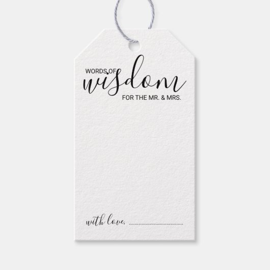 Moderne SkriptWedding Advice und Wünsche Geschenkt Geschenkanhänger (Vorderseite)