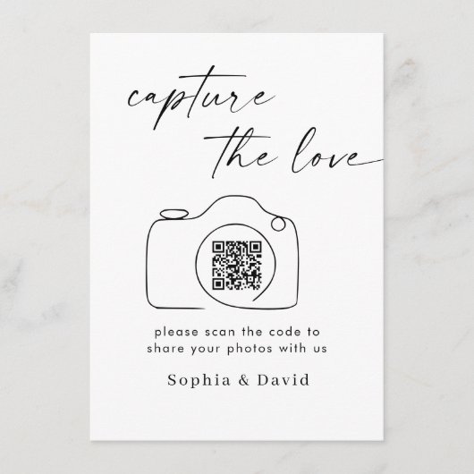 Moderne SkriptWedding Capture the Liebe QR Code Begleitkarte (Vorderseite)