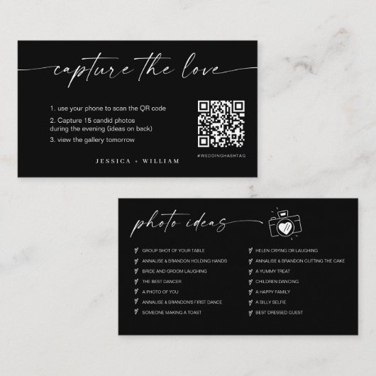 Moderne SkriptWedding Capture the Liebe QR Code Begleitkarte (Vorne/Hinten)