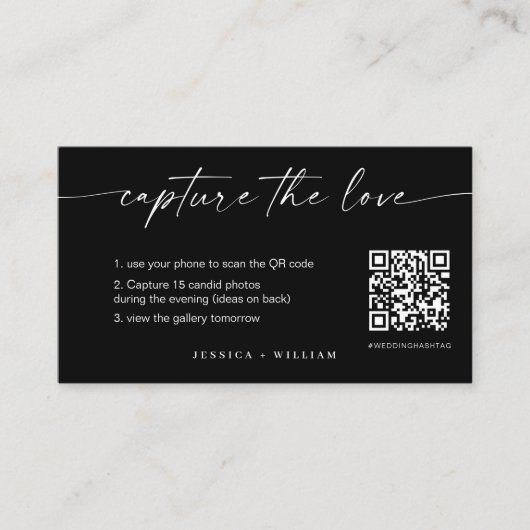 Moderne SkriptWedding Capture the Liebe QR Code Begleitkarte (Vorderseite)