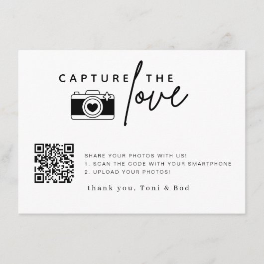 Moderne SkriptWedding Capture the Liebe QR Code Begleitkarte (Vorderseite)