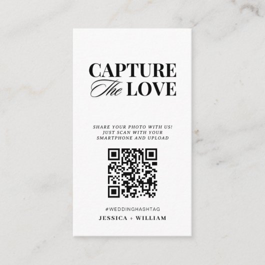 Moderne SkriptWedding Capture the Liebe QR Code Begleitkarte (Vorderseite)