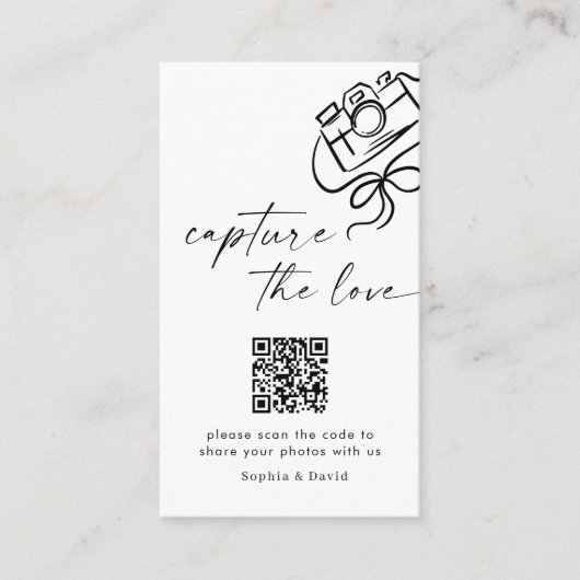 Moderne SkriptWedding Capture the Liebe QR Code Begleitkarte (Vorderseite)