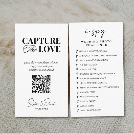 Moderne SkriptWedding Capture the Liebe QR Code Begleitkarte