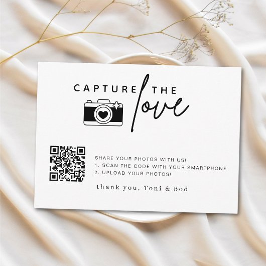 Moderne SkriptWedding Capture the Liebe QR Code Begleitkarte