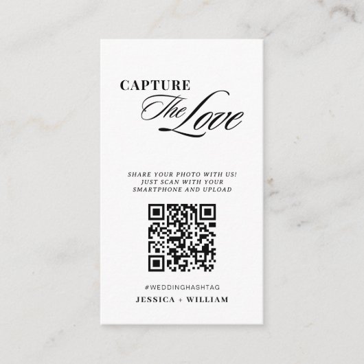 Moderne SkriptWedding Capture the Liebe QR Code Begleitkarte (Vorderseite)
