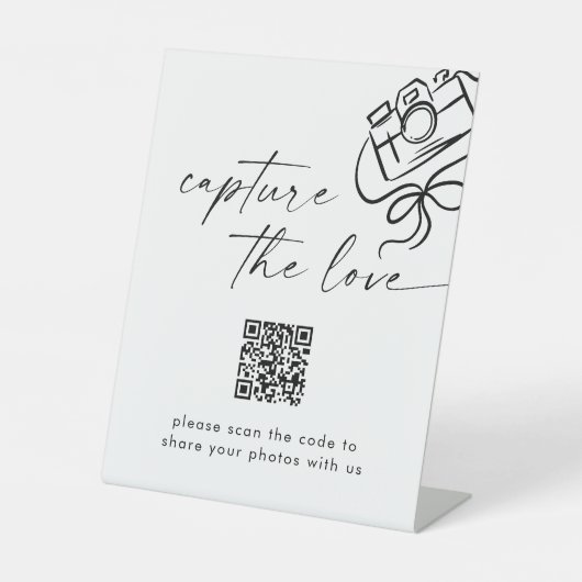 Moderne SkriptWedding Capture the Liebe QR Code Sockelschild (Vorderseite)
