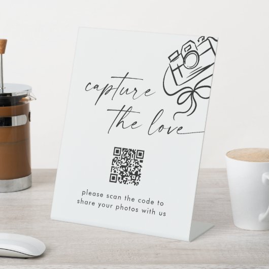 Moderne SkriptWedding Capture the Liebe QR Code Sockelschild (In SItu)
