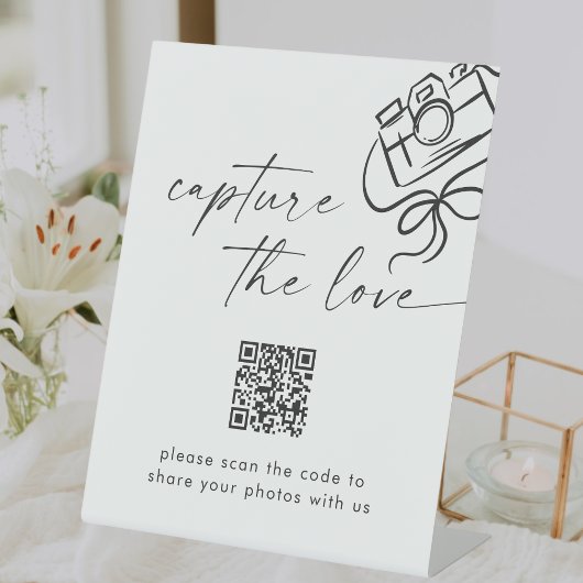 Moderne SkriptWedding Capture the Liebe QR Code Sockelschild