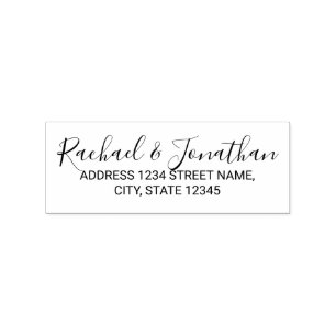 Moderne SkriptWedding-Rücksendeadresse Gummistempel