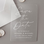 Moderne SkriptWedding Save the Date Acryleinladungen