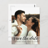 Moderne SkriptWedding Save the date Custom Foto Postkarte (Vorne/Hinten)