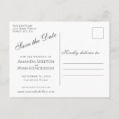 Moderne SkriptWedding Save the Date Foto Ankündigungspostkarte (Rückseite)