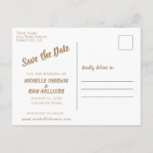 Moderne SkriptWedding Save the Date Foto Ankündigungspostkarte (Rückseite)