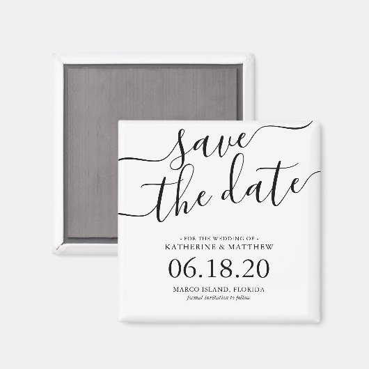 Moderne SkriptWedding Save the Date Magnet (Vorderseite/Rückseite)