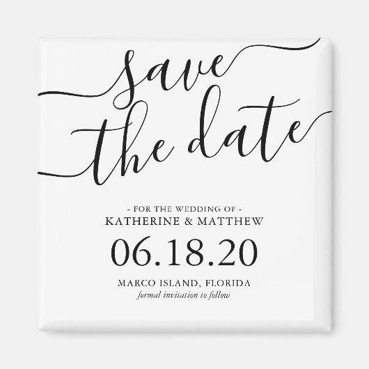 Moderne SkriptWedding Save the Date Magnet (Vorne)