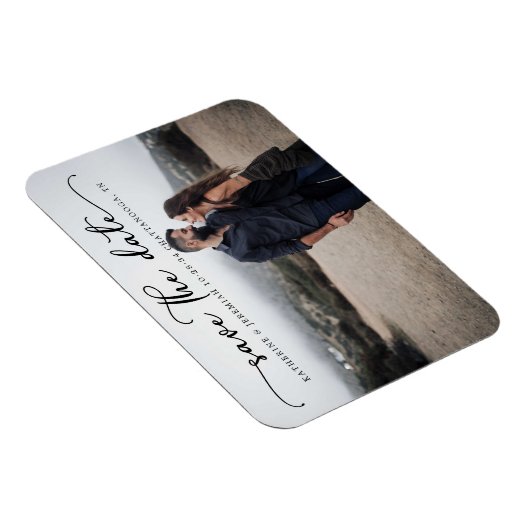 Moderne SkriptWedding Save the Date Magnet (Rechte Seite)