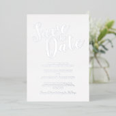 Moderne SkriptWedding Save the Date Silver Folieneinladung (Stehend vorne)