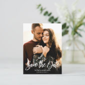 Moderne SkriptWedding speichert das Date-Foto Postkarte (Stehend Vorderseite)