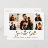 Moderne SkriptWedding speichert die Datumskollage Postkarte (Vorne/Hinten)