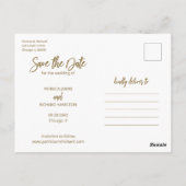 Moderne SkriptWedding speichert die Datumskollage Postkarte (Rückseite)