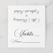 Moderne SkriptWedding-Tischnummer Platzkarte (Außenseite Aufgefaltet)