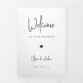 Moderne SkriptWedding Willkommensbrief & Reiserei Dreifach-gefaltete Programmkarte (Cover)
