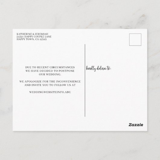 Moderne Skriptzeitverschiebung Postkarte (Rückseite)