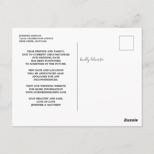 Moderne Skriptzeitverschiebung Postkarte (Rückseite)
