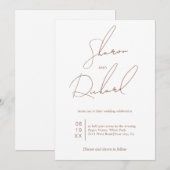 Moderne skritische Kalligraphie mocha minimalistis Einladung (Vorne/Hinten)