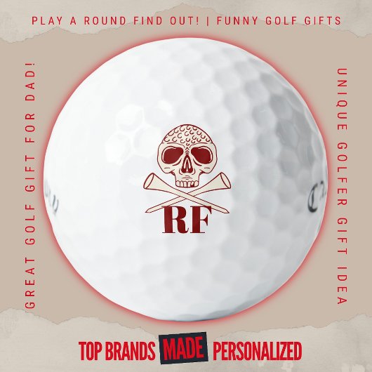 Moderne Skull and Cross Tees mit monogrammierten I Golfball