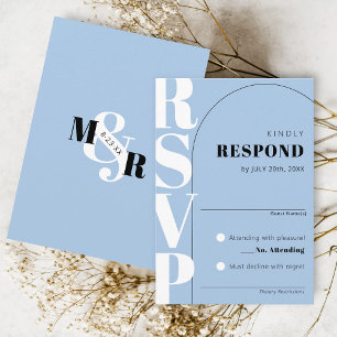 Moderne Sky Blue Ampersand Arch Wedding RSVP Card Karte