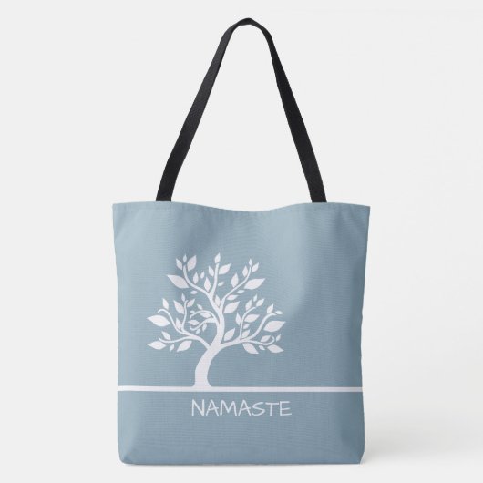 Moderne Sky Blue Elegante Klassische Tree YOGA Tra Tasche (Rückseite)