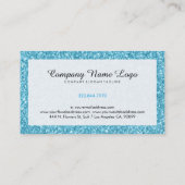 Moderne Sky-Blue Glitzer Textur Weiß & Schwarz Visitenkarte (Rückseite)