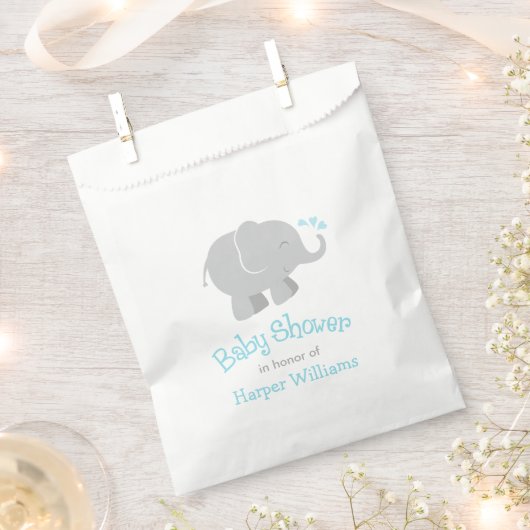 Moderne Sky Blue und Graue Elephant Boy Baby Dusch Geschenktütchen (Ausgeschnitten)