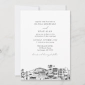 Moderne Skyline Black & White Anchorage Hochzeit Einladung (Vorderseite)