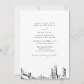 Moderne Skyline Black & White New York City Weddin Einladung (Vorderseite)