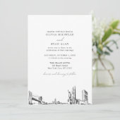 Moderne Skyline Black & White New York City Weddin Einladung (Stehend Vorderseite)
