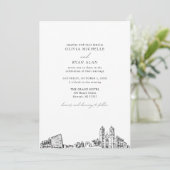 Moderne Skyline Black & White Newark Wedding Einladung (Stehend Vorderseite)