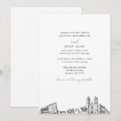Moderne Skyline Black & White Newark Wedding Einladung (Vorne/Hinten)