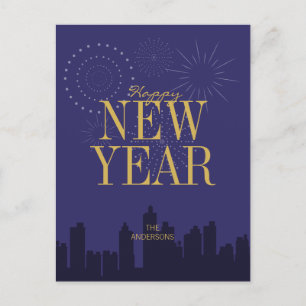 Moderne Skyline Frohes Neujahrs-Postkarte Feiertagspostkarte
