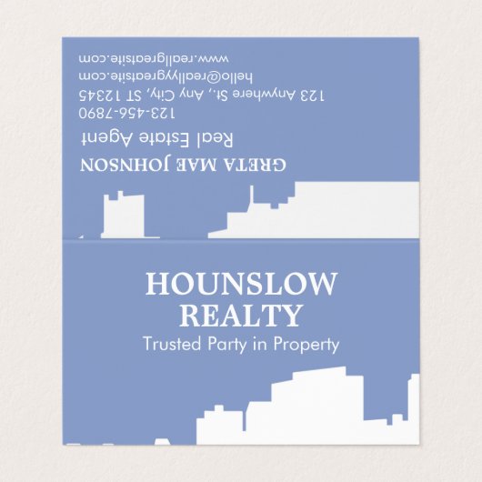 Moderne Skyline geklappt Visitenkarten (Außenseite Aufgefaltet)