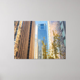 Moderne Skyline mit Herbstbaum Leinwanddruck
