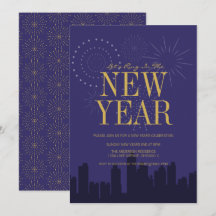 Moderne Skyline Silvester Party Card